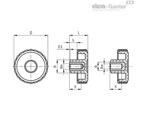Ручка с рифлением MBT.45 B-M8-SOFT (134326) ELESA+GANTER