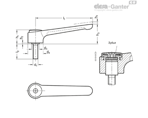 Плоская ручка рычажного типа GN 126.1-120-M10-63-SW ELESA+GANTER Плоская ручка рычажного типа GN 126.1-120-M10-63-SW ELESA+GANTER