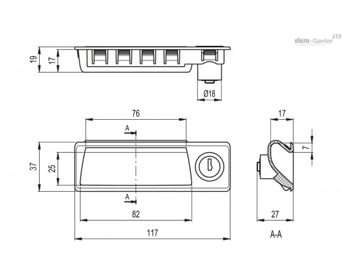 Утопленная ручка PR.92-CH-S-K-U (51914) ELESA+GANTER