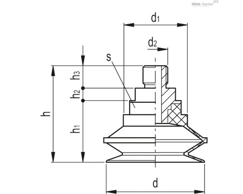Вакуумная присоска VVQ-53-G1/4-T-A (VV.61022) ELESA+GANTER