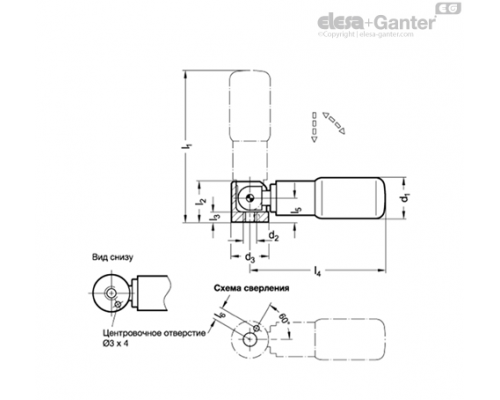 Выдвижная ручка GN 798.8-KT-22 ELESA+GANTER