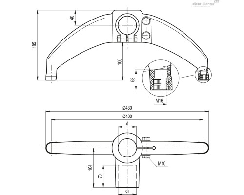 Двуногая опора BAG2-180-42-42-SST (419631) ELESA+GANTER