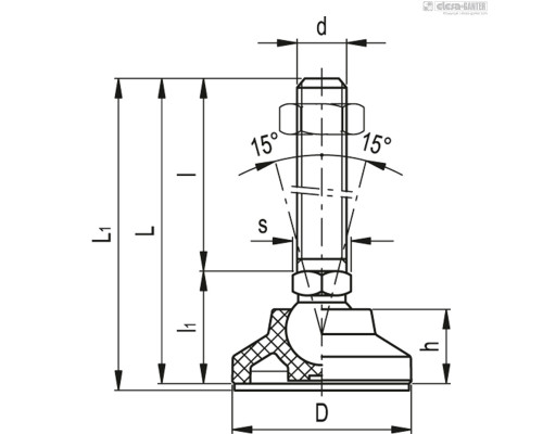 Регулируемая опора LS.A-40-PP-14-AS-SST-M10x98 (378231) ELESA+GANTER