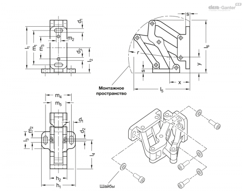 Петля GN 7243-AL-75-EL ELESA+GANTER