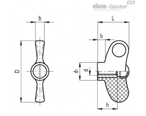 Зажимной барашек EWN.40 SST-M6-C5 (224206-C5) ELESA+GANTER
