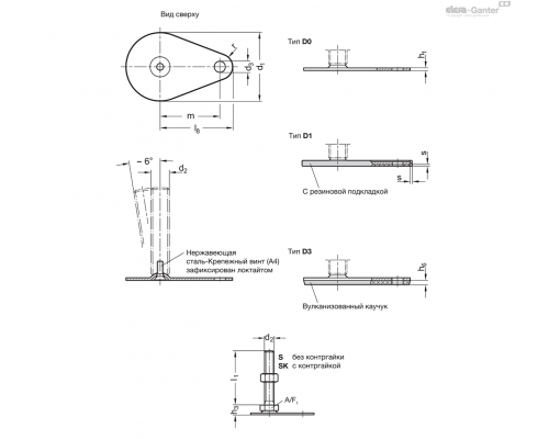 Регулируемая опора GN 45-50-M8-40-D1-S ELESA+GANTER