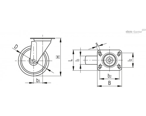 Колесико RE.F1-200-SBL-N (452469) ELESA+GANTER