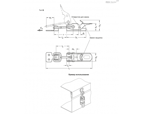 Замок натяжной GN 761.1-200-G-NI ELESA+GANTER