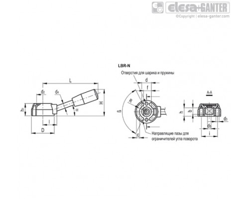 Рычаг управления LBR.54/130 N-22 (33311) ELESA+GANTER