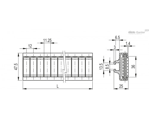Направляющая GLA-1-RC-48-1440 (419105) ELESA+GANTER