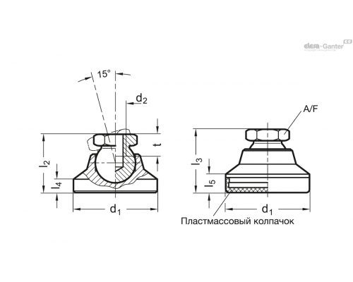 Регулируемая опора GN 343.5-32-M8-OS ELESA+GANTER