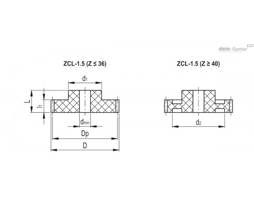Зубчатая передача ZCL-1.5-24-VD (553325) ELESA+GANTER