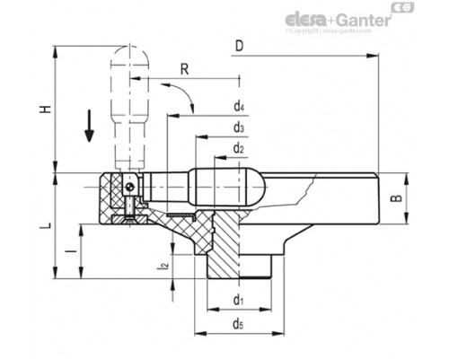 Маховичок цельнолитый VDN.175 FP+IRS (73742) ELESA+GANTER