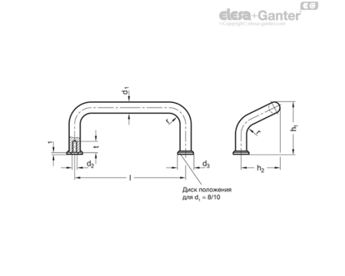 П-образная ручка GN 425.1-8-88-BT ELESA+GANTER
