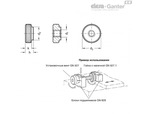 Гайка GN 827.1-M6x1-NG ELESA+GANTER