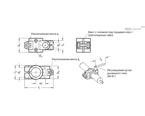 Зажим GN 133.1-B30-B18-2-SW ELESA+GANTER