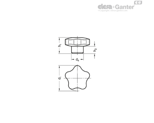 Лепестковая ручка GN 5336-60-A-MT ELESA+GANTER