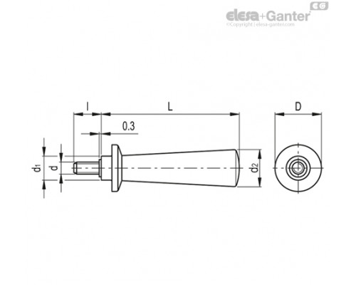 Коническая ручка I.167/103 p-M8x25 (20311) ELESA+GANTER