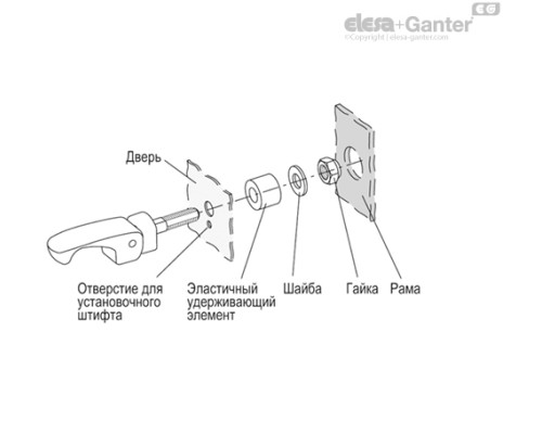 Шарнирная ручка LAC-FL.55-O-SST (34103) ELESA+GANTER