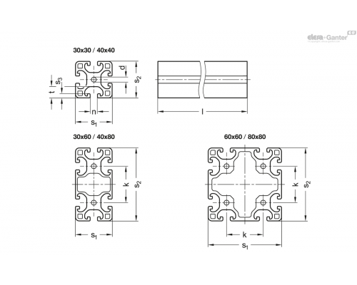 Профиль GN 10i-40408L-S-3-4 ELESA+GANTER