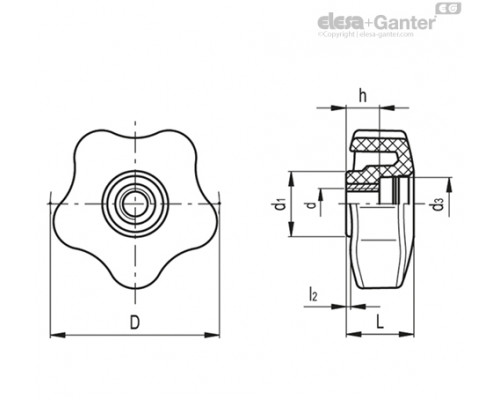 Укороченная лепестковая ручка VCRT.40 FP-M8 (168998) ELESA+GANTER
