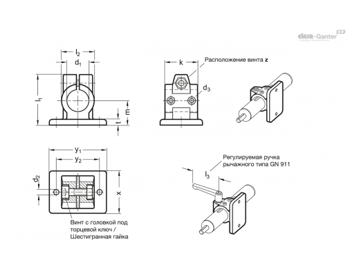 Зажим GN 146.13-B30-56-2-SW ELESA+GANTER