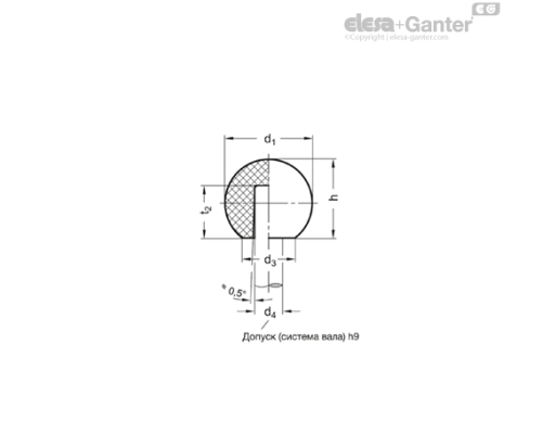 Шарообразная ручка DIN 319-KT-25-B6-M ELESA+GANTER