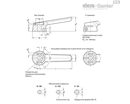 Рычаг GN 210-50-B14-N-ZD-SR ELESA+GANTER