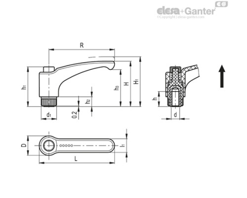 Регулируемая ручка ERX.30 B-M3-C1 (233061-C1) ELESA+GANTER