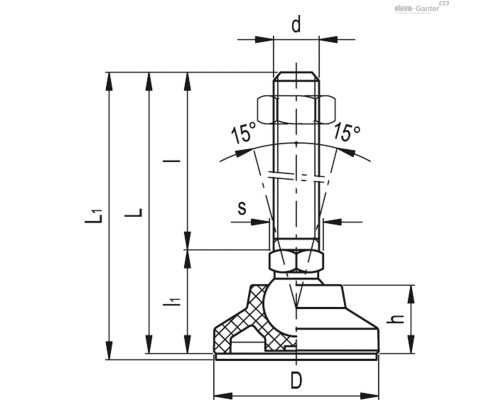 Регулируемая опора LS.A-25-8.5-M12x43 (340721) ELESA+GANTER