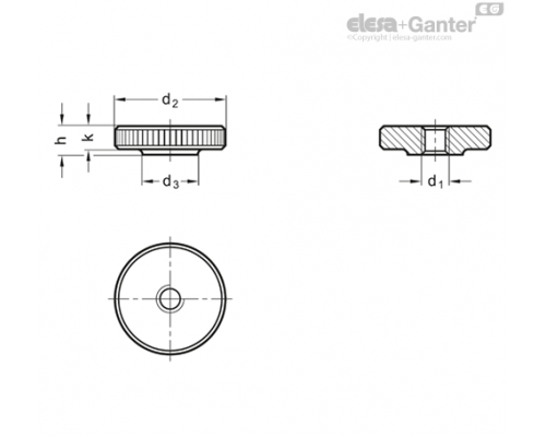 Гайка с накаткой DIN 467-M12-ZB ELESA+GANTER