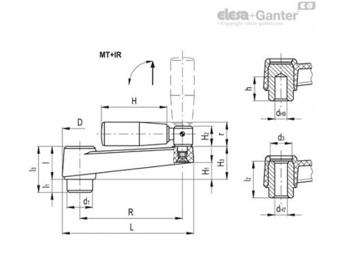 Рукоятка кривошипная MT.100+IR A-12 (44321) ELESA+GANTER