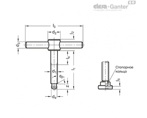 Винт с перекидной рукояткой DIN 6304-M6-40-E ELESA+GANTER