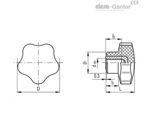 Лепестковая поворотная ручка VC.192/30-SST-M6 (66226) ELESA+GANTER