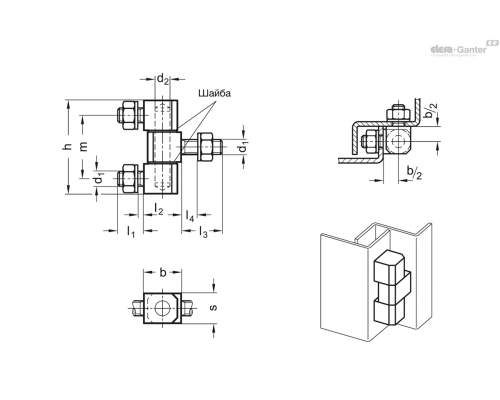 Петля GN 129.5-12-D-A4 ELESA+GANTER