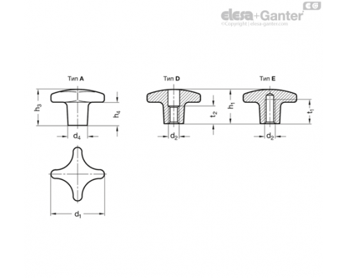 Ручка DIN 6335-NI-32-M6-D ELESA+GANTER