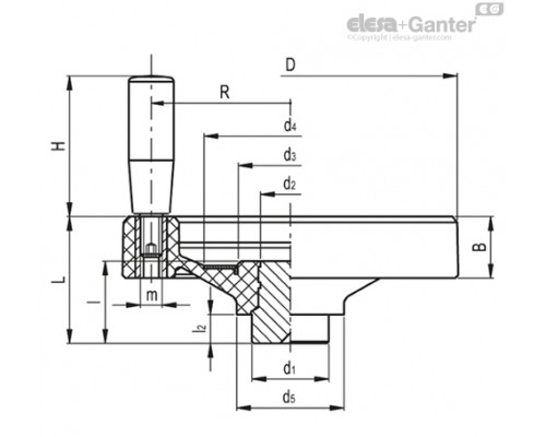 Маховичок цельнолитый VDN.125 FP+I-SST (73725) ELESA+GANTER