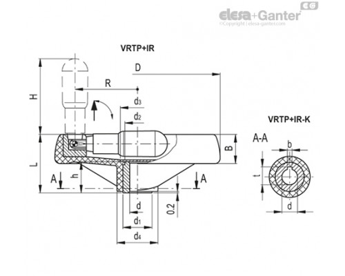 Маховик со спицами VRTP.100+IR-A8 (78530-R) ELESA+GANTER