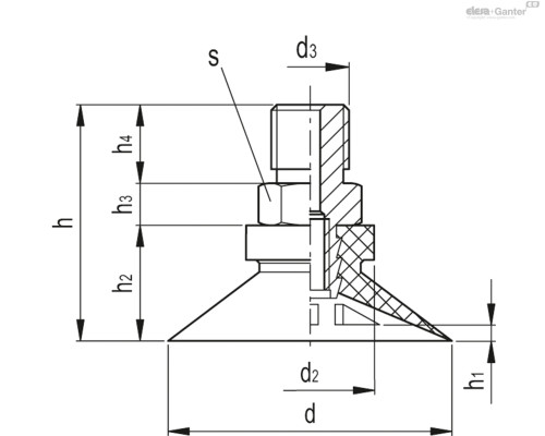 Вакуумная присоска VVA-50-G1/4-T-N (VV.45040) ELESA+GANTER