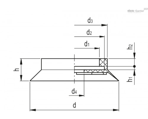 Вакуумная присоска VVK-80-S (VV.55003) ELESA+GANTER
