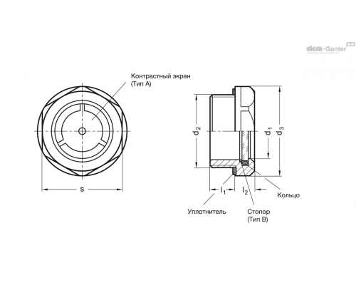 Смотровое стекло GN 743.4-11-M16x1,5-B ELESA+GANTER