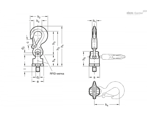 Грузовой крюк GN 5862-M16-24 ELESA+GANTER