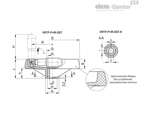 Маховик монолитный со спицами VRTP.125-P+IR-SST-12 (79221-R) ELESA+GANTER