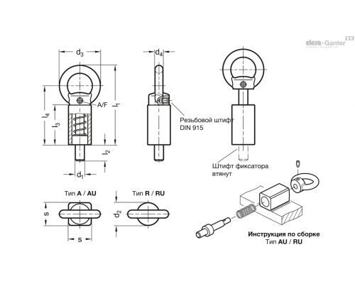 Штифт стопорный GN 722.4-20-30-R-A4 ELESA+GANTER