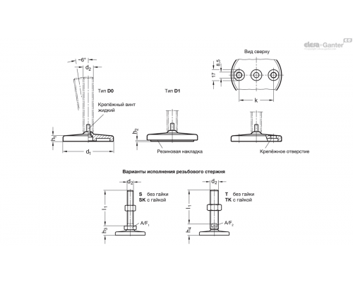 Регулируемая опора GN 24-80-M8-40-D0-S ELESA+GANTER
