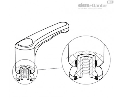 Герметичная регулируемая ручка MRY.63-SST-p-M8x30-HVD (153546) ELESA+GANTER
