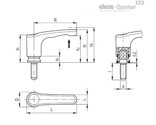 Герметичная регулируемая ручка MRY.63-SST-p-M8x30-HVD (153546) ELESA+GANTER