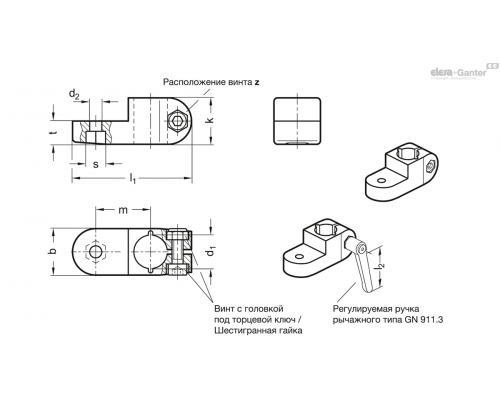 Зажим GN 273-B15-2-NI ELESA+GANTER