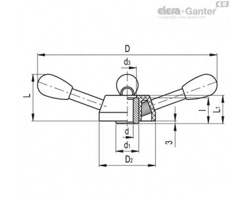 Маховик с четырьмя рычагами VBR.4/370 (65931) ELESA+GANTER