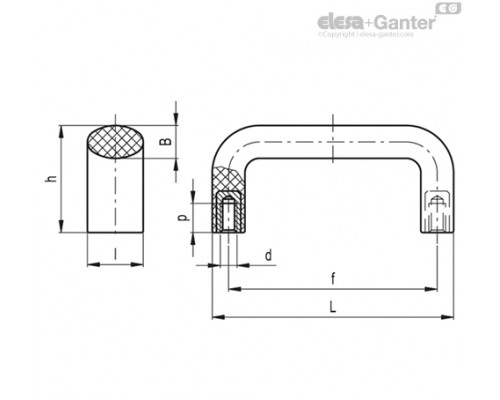 Мостовидная ручка M.643/140-117 B-M6-AE-V0 (150111) ELESA+GANTER